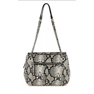 INC Deliz Chain Shoulder Bag Snake skin Embossed Vegan Leather With Wallet